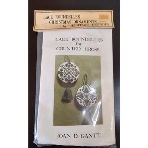 Vintage Heritage Designs Lace Counted Cross Stitch Christmas Ornament Kit